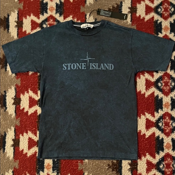Stone Island Men's Garment Dye Dark Blue Short Sleeve Tee NWT size S - Picture 1 of 6
